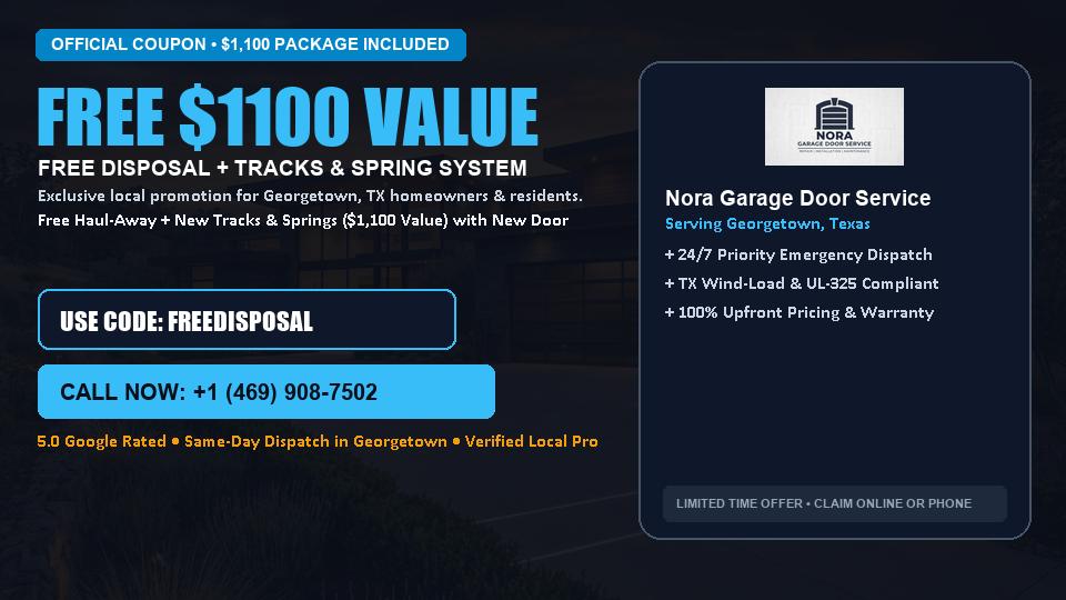 FREE Old Door Haul-Away & Heavy-Duty Tracks in Georgetown, TX - Nora Garage Door Service